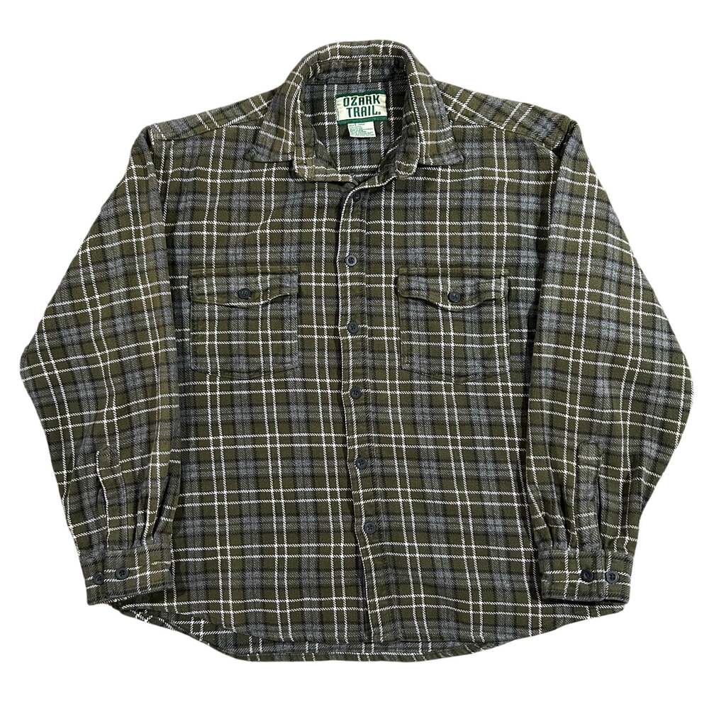 Vintage Ozark Trail Flannel Shirt Men’s Large Green Heavyweight Outdoors